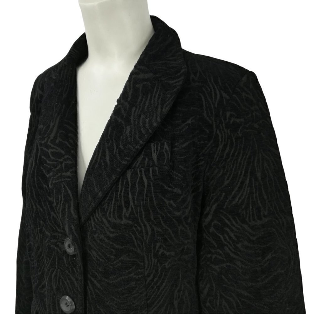 Dress Barn Dress Jacket Size S Zebra Embossed Black Monochromatic Trench Peacoat - Picture 7 of 12